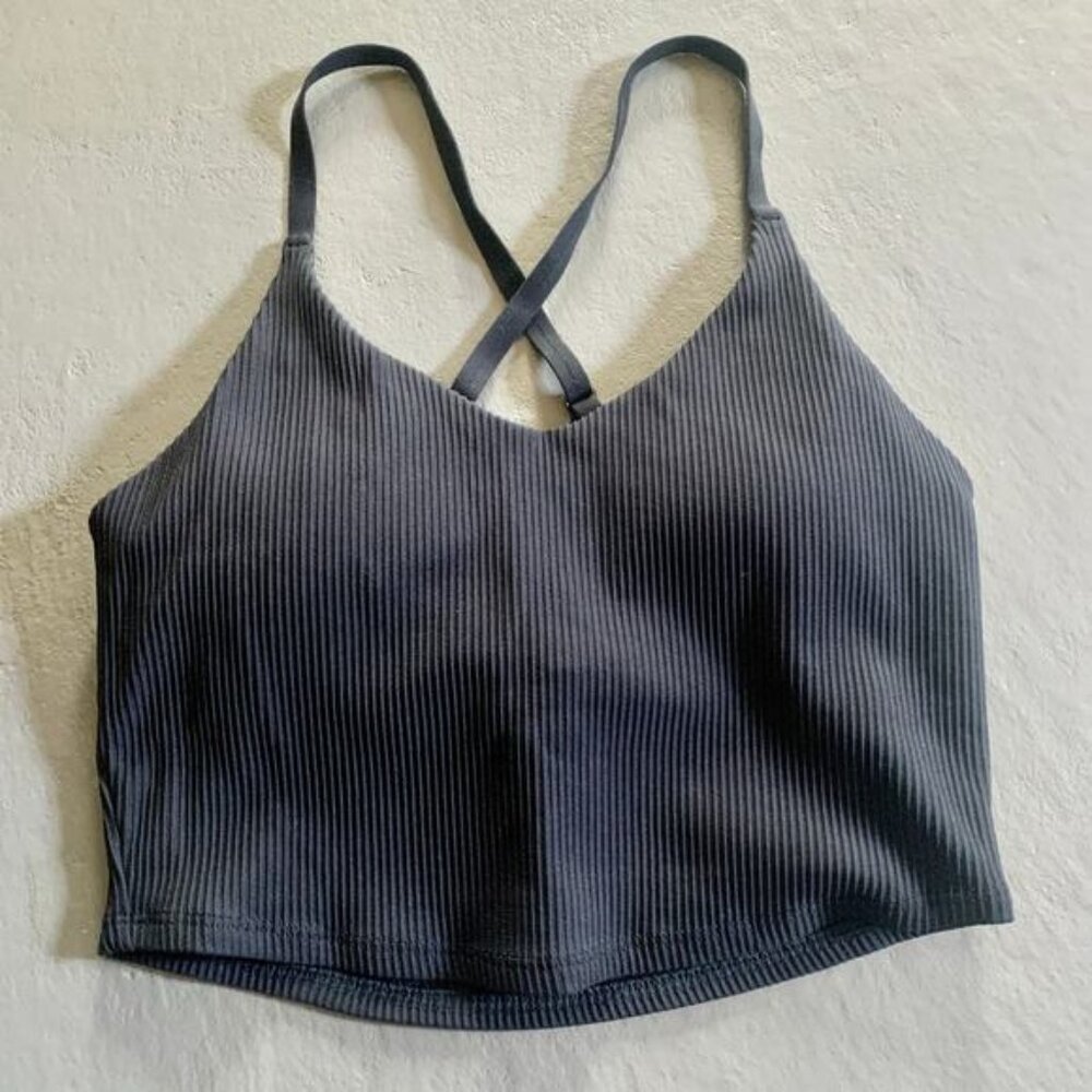 Athleta Sport Bra Ribbed Crossover Workout Tank Black XS